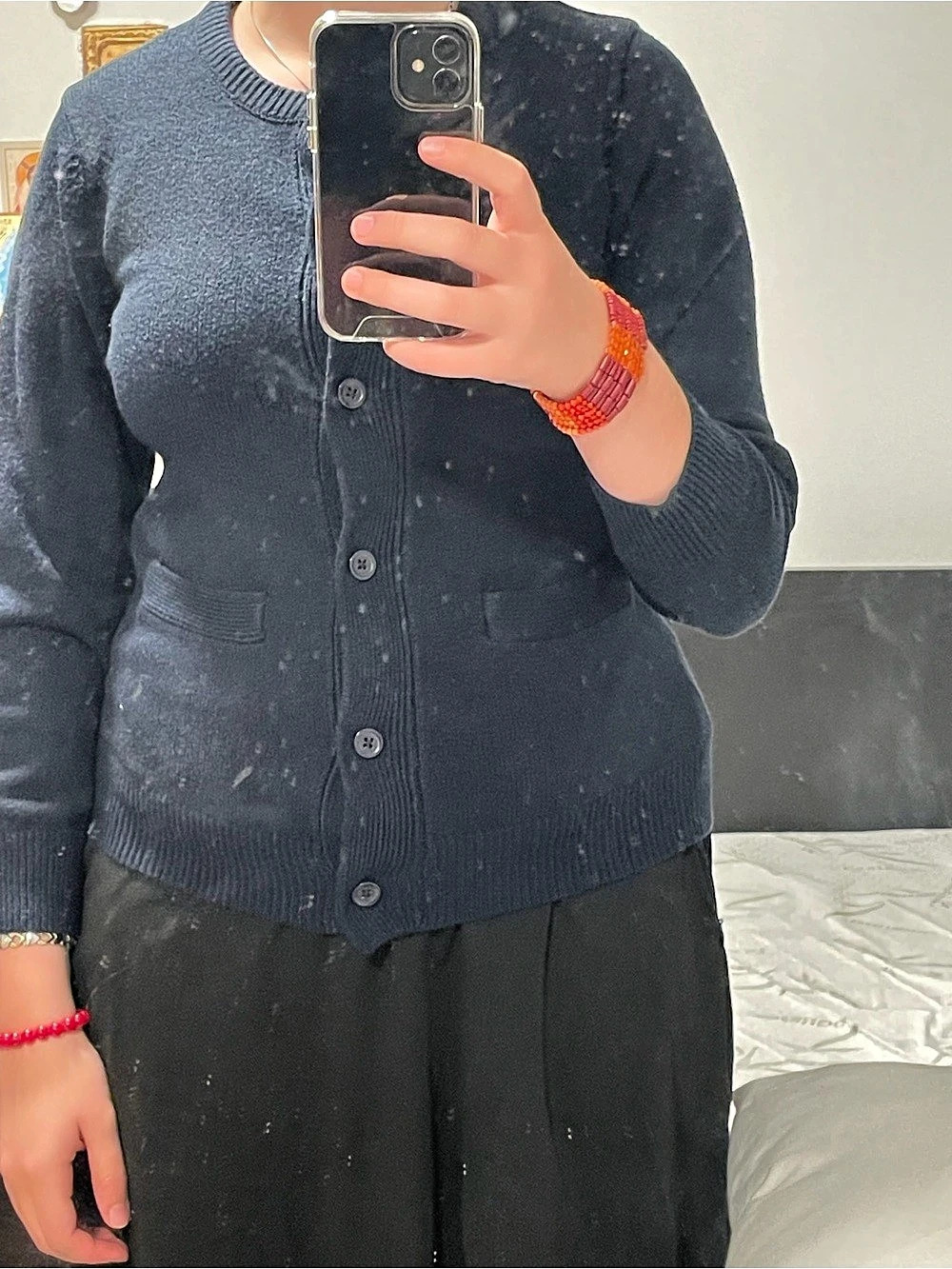 Navy Button-Front Cardigan - Picture 3 of 5